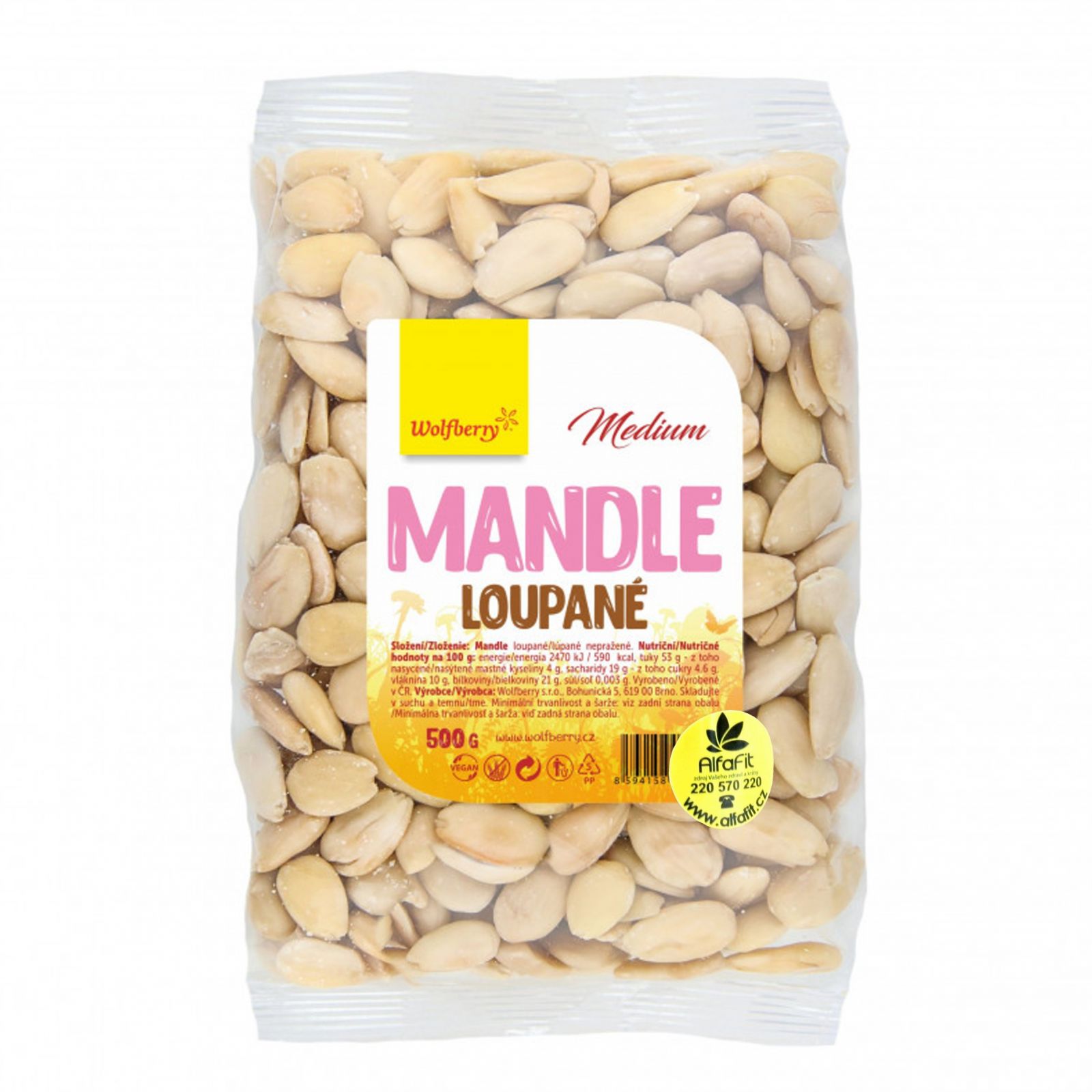 Wolfberry Mandle loupané medium 500 g