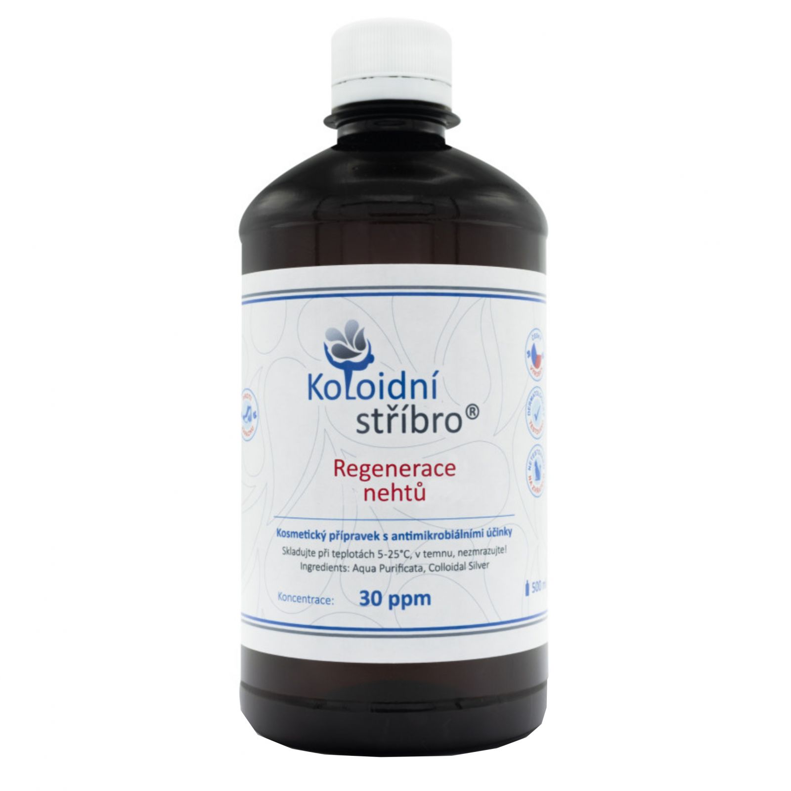  Koloidní stříbro 30 ppm - regenerace nehtů 500 ml